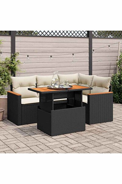 vidaxl Set mobilier de gradina cu perne, 5 piese,poliratan/lemn acacia
