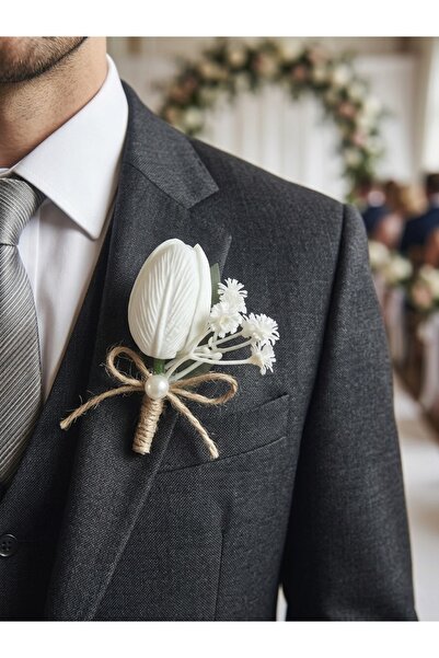 Bridal Luxe Premium damat yaka çiçeği laleli