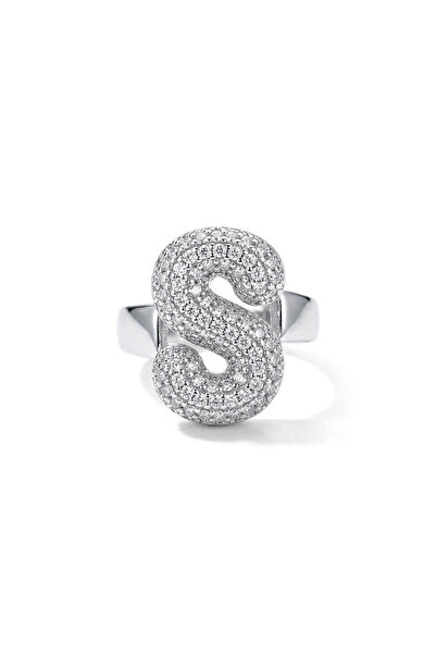 h&b design jewel خاتم حرف S من الفولاذ