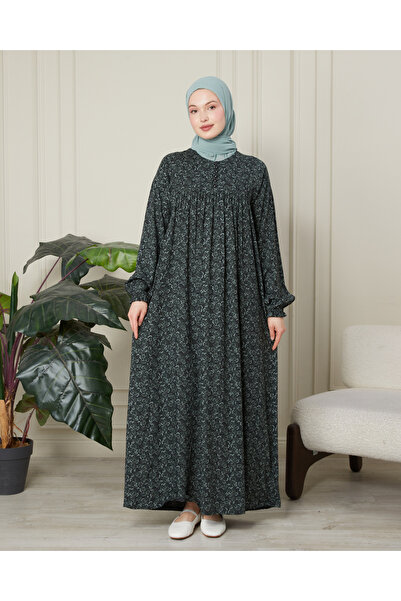 fistan Shirred Robadan Buttoned Front Viscose Fabric Tesseture Clothing Mothe...