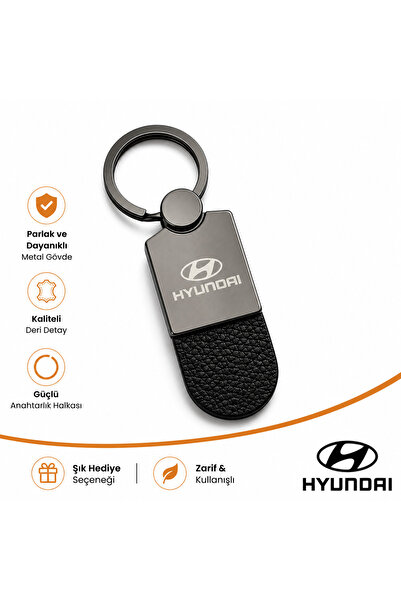 Savek Breloc auto cu logo Hyundai, metalic lucios, logo reversibil, 9cm x 2,5...