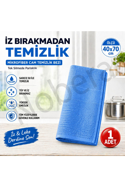 Nobera Mikrofiber Cam Bezi 1 ADET 40X70– İz Bırakmayan Cam & Yüzey Temizlik B...