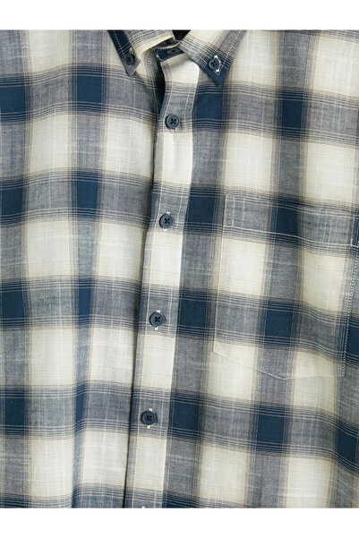 LC Waikiki Navy Blue Regular Fit Plaid Men's Shirt