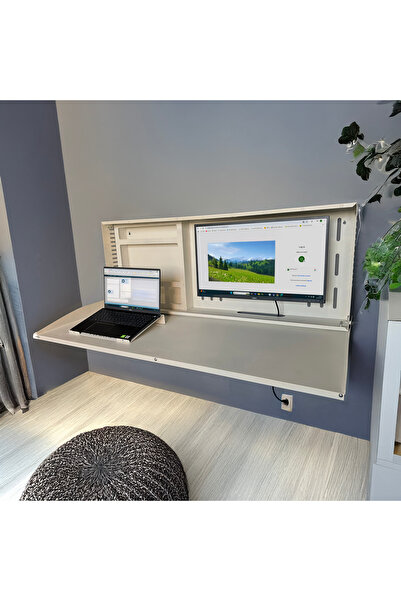 UYART HOME Minimal Katlanır Duvar Masası Laptop ve Monitör Uyumlu Metal Home ...