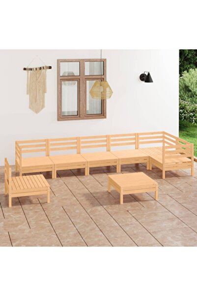 vidaxl Set mobilier de gradina, 8 piese, lemn masiv de pin