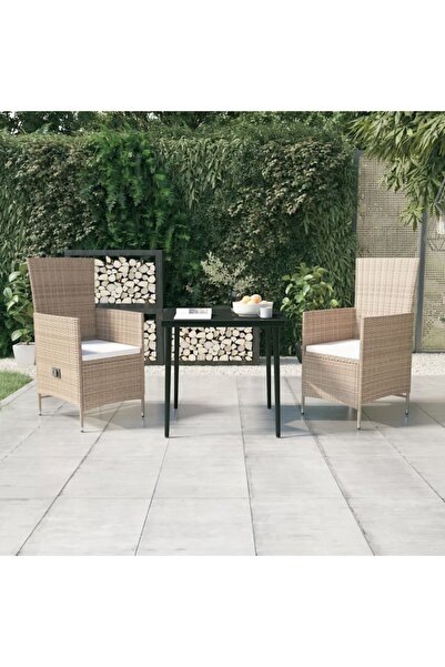 vidaxl Set de mobilier de gradina, cu perne, 3 piese, bej