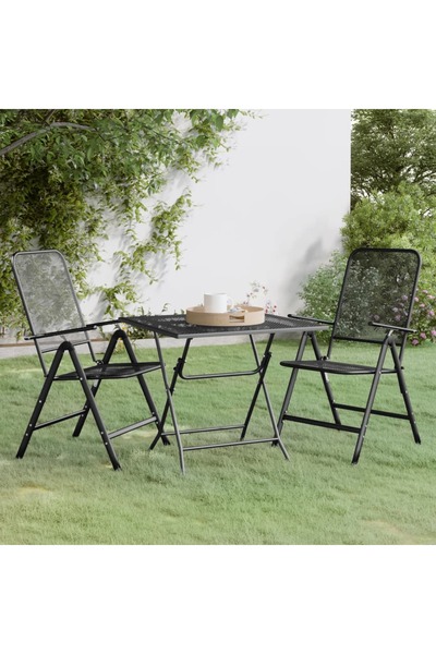 vidaxl Set mobilier gradina 3 piese antracit plasa metalica expandata