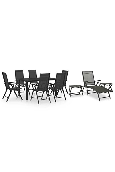 vidaxl Set mobilier de gradina, 10 piese, negru È™i antracit
