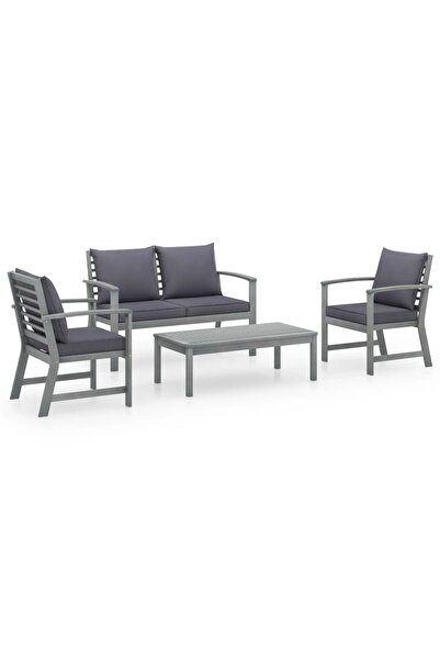 vidaxl Set mobilier de gradina cu perne, 4 piese, lemn masiv de acacia