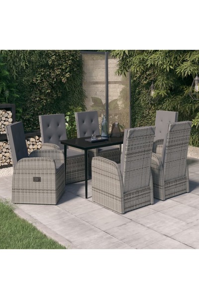vidaxl Set de mobilier pentru gradina, cu perne, 7 piese, gri