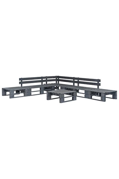 vidaxl Set mobilier de gradina din paleti, 6 piese, gri, lemn
