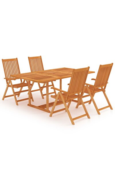 vidaxl Set mobilier de gradina, 5 piese, lemn masiv de tec