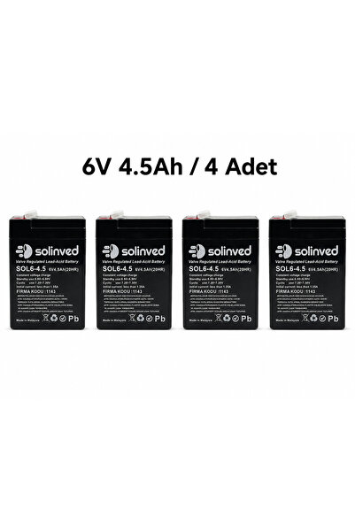 SOLİNVED 6V 4.5Ah Kuru Tip Akü (4 Adet)