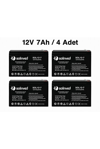 SOLİNVED 12V 7Ah Kuru Tip Akü (4 Adet)