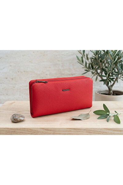 PASSTELL 100% Genuine Leather Soft Soft Model Zippered Large Size Women's Wallet