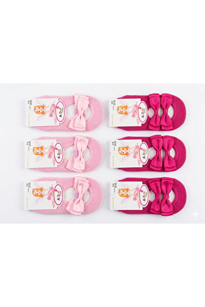 A.D.N SOCKS 6'lı Kız Çocuk Fiyonklu Soket Çorap Seti - 3-4 Yaş (3 Açık Pembe ...