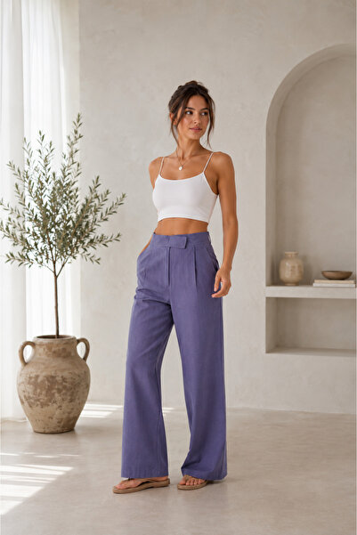 YAREN CO. Women's Sanforized Linen Velcro Pants