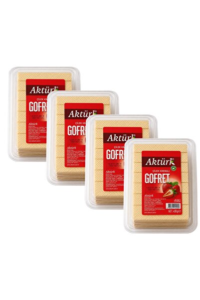 Aktürk Gofret Çilek Kremalı 430 gr x 4 Adet