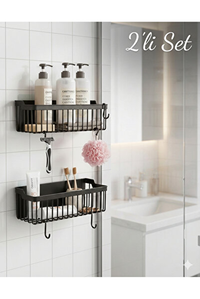 Gardino Banyor Yapışkanlı Banyo Rafı, 2'li Banyo Düzenleyici, Duş Rafı Organi...