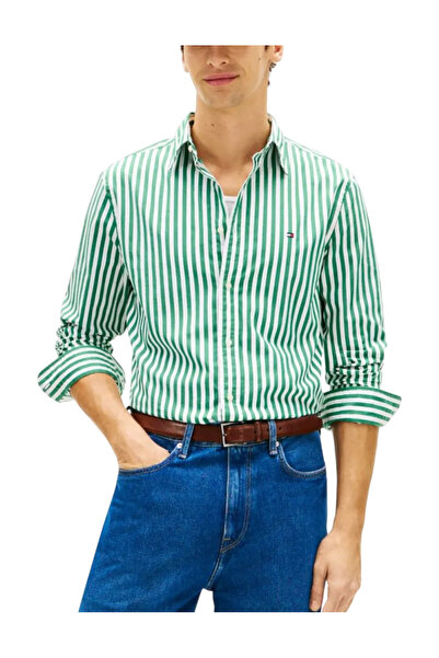 Tommy Hilfiger Ανδρικό Ριγέ Πουκάμισο Πράσινο MW0MW42440-0CD
