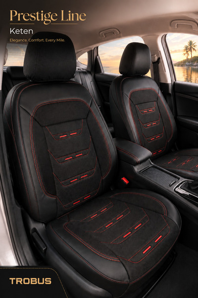 TROBUS Seat Arona 2017+ Compatible Prestige Line Linen Series Black Red Seat ...
