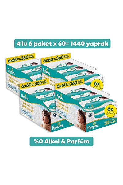 Prima Aqua Soft Touch Bebek Islak Havlu 6 Paket 360 Yaprak x4