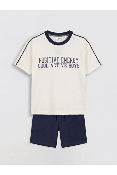 LC Waikiki Ecru Printed Boys' Suit by Güli̇s Gi̇yi̇m
