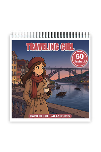 Legendary Gifts Carte de colorat, 50 de ilustratii Traveling Girl, 106 pagini...