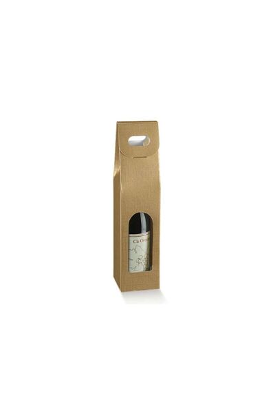 Scotton Set of 3 Premium Gift Boxes for 1 Bottle, Textured Gold with Window, ...