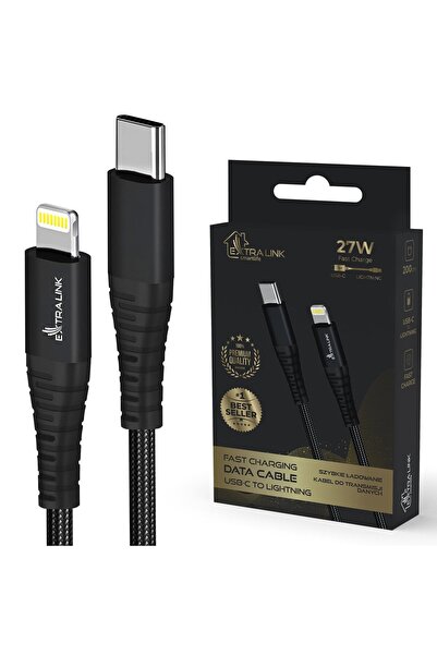 Extralink Cablu împletit USB Type-C la Lightning Smart Life Negru |   Cablu U...