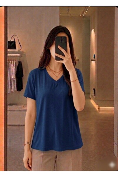 Azram Fashion تي شيرت نسائي برقبة على شكل حرف V