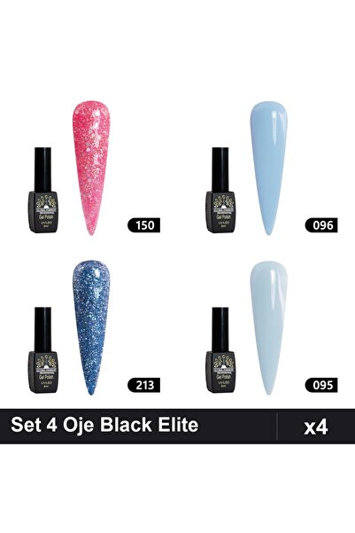 Makeup Set of 4 Semi-permanent Nail Polish Black Elite 8ml, Shades 150 096 21...