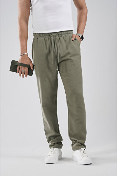 Butik Trend Biz Regular Fit Elastic Cotton Linen Trousers