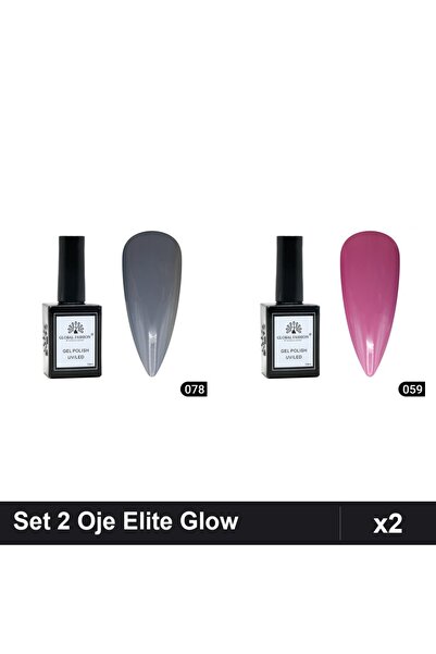 Makeup Set 2 Oje Semipermanente Global Fashion Elite Glow 15ml, Nuante 078 05...
