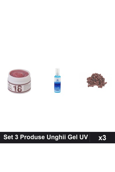 Makeup Set 3 Produse Îngrijire Unghii - Gel Construcție UV LED 15g, Gel Epila...