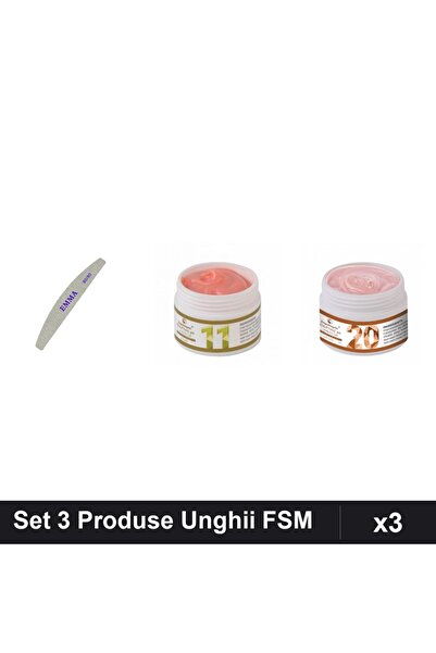 Makeup Set 3 Produse Unghii FSM: Pila EMMA 100/120, 2x Gel Constructor UV LED...