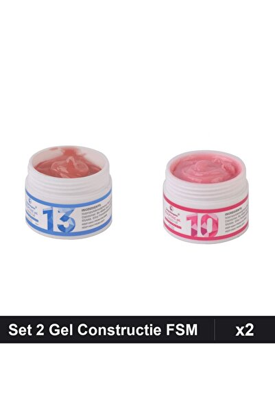 Makeup Set 2 Gel Constructie UV LED FSM 15g, Nuante 13 și 10, Manichiură Unghii