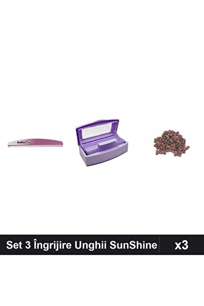 Makeup Set 3 Îngrijire Unghii SunShine, Pilă 100/180, Cutie Sterilizare Lilia...