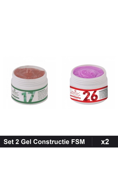 Makeup Set 2 Gel Constructie UV LED FSM 15g, Nuante 17 26, Constructie Unghii