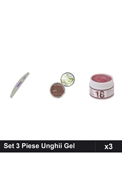 Makeup Set 3 Piese Îngrijire Unghii, Pilă EMMA 100/120 + 2x Gel Constructie U...