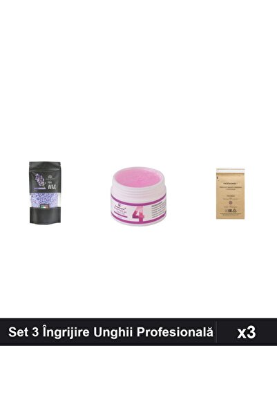 Makeup Set 3 Îngrijire Unghii - Ceară Epilare Lavandă 100g, Gel UV LED 15g, P...