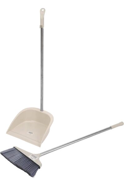DELCASA Dustpan and Broom with Long Handle