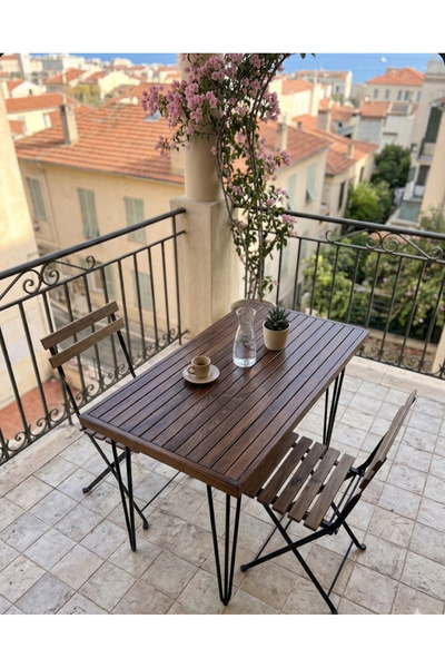 ArdaMarket Ahşap ceviz renk Balkon Bahçe masası Çay kahve mutfak yemek masası...