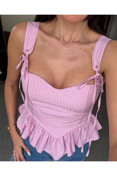 HerTon Pink Gingham Bustier