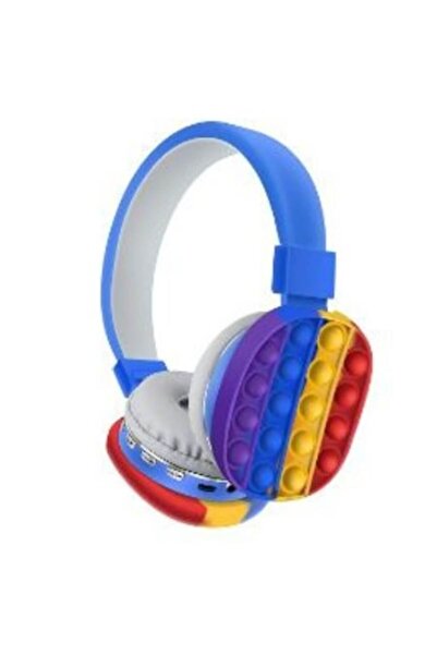 OEM Căști over-ear pentru copii, model Pop It Curcubeu, fără fir, Bluetooth 5...