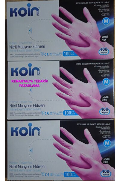 KOİN Pembe nitril eldiven (20 paket) M beden