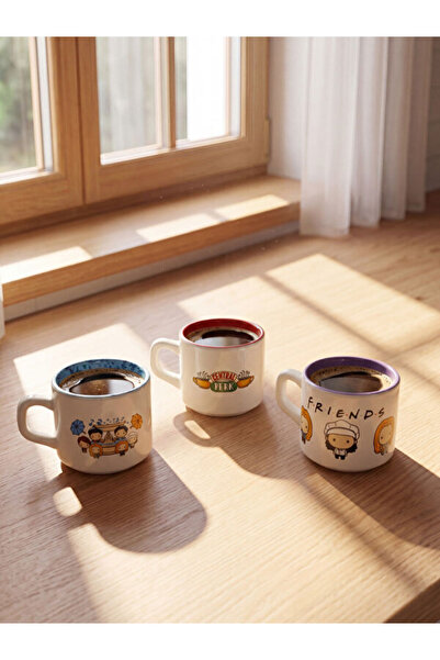 LC Waikiki Rmz Gi̇yi̇m Farkiyla Friends Printed Ceramic Mug Set of 3