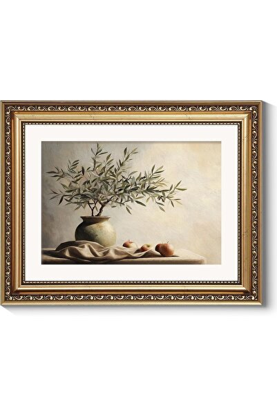 ALAYRA International Premium Olive Tree Apple Canvas Wall Art Gold Frame 50x7...