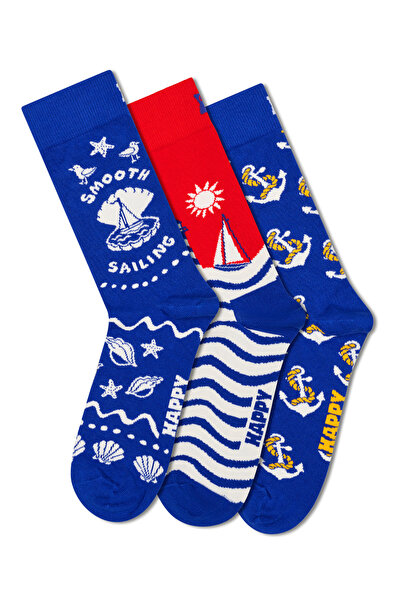Derimod Happy Socks Γυναικείες Βαμβακερές κάλτσες με θέμα την παραλία, σετ 3 ...