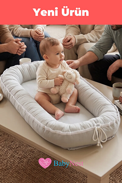 Babynest Premium Oval Bebek Yatağı %100 Pamuk Yenidoğan Uyku Yuvası Ortopedik...